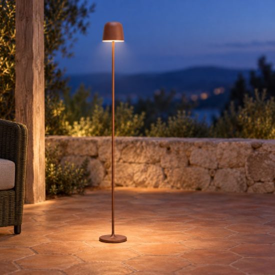 Eglo mannera l lampada da terra per esterno led 4,3w cct 2400k 4000k 140cm ip54 ricaricabile moderna ruggine