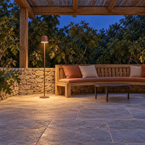 Eglo mannera l lampada da terra per esterno led 4,3w cct 2400k 4000k 140cm ip54 ricaricabile moderna ruggine