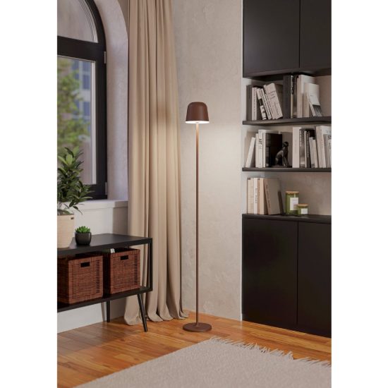 Eglo mannera l lampada da terra per esterno led 4,3w cct 2400k 4000k 140cm ip54 ricaricabile moderna ruggine