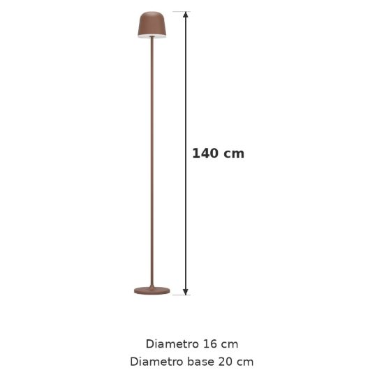Eglo mannera l lampada da terra per esterno led 4,3w cct 2400k 4000k 140cm ip54 ricaricabile moderna ruggine