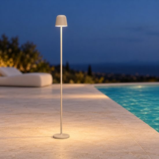 Eglo mannera l lampada da terra per esterno led 4,3w cct 2400k 4000k 140cm ip54 ricaricabile moderna sabbia