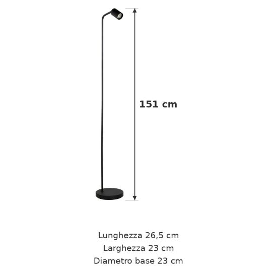 Eglo rigomagno piantana gu10 151cm per soggiorno moderna nera