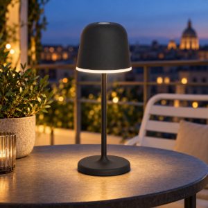 Eglo mannera s lampada da tavolo per esterno led 1,8w cct 2500k 4000k 20cm ip54 ricaricabile moderna nera