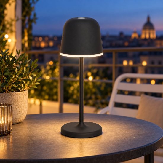 Eglo mannera s lampada da tavolo per esterno led 1,8w cct 2500k 4000k 20cm ip54 ricaricabile moderna nera