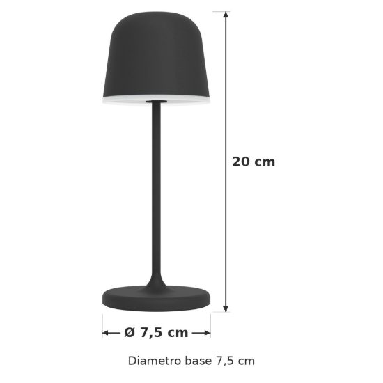Eglo mannera s lampada da tavolo per esterno led 1,8w cct 2500k 4000k 20cm ip54 ricaricabile moderna nera