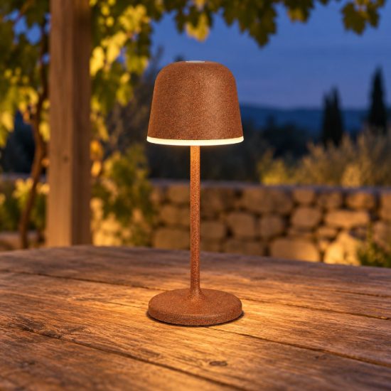 Eglo mannera s lampada da tavolo per esterno led 1,8w cct 2500k 4000k 20cm ip54 ricaricabile moderna ruggine