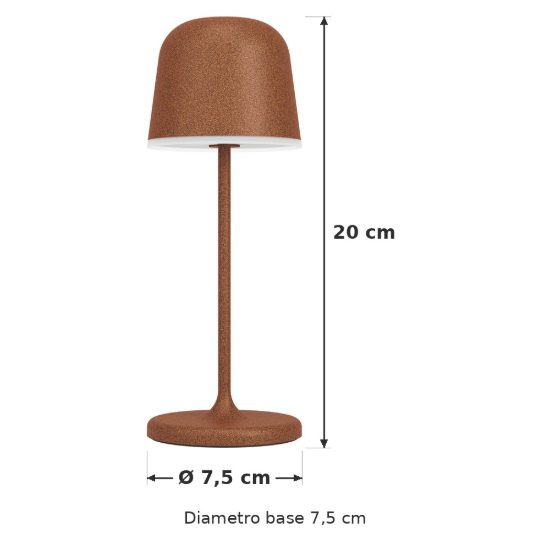 Eglo mannera s lampada da tavolo per esterno led 1,8w cct 2500k 4000k 20cm ip54 ricaricabile moderna ruggine