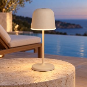Eglo mannera s lampada da tavolo per esterno led 1,8w cct 2500k 4000k 20cm ip54 ricaricabile moderna sabbia