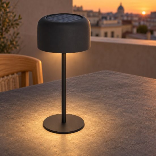 Eglo roccanova lampada da tavolo per esterno led 2,8w 3000k 30cm ip44 ricaricabile con pannello solare moderna nera