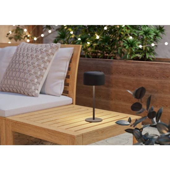 Eglo roccanova lampada da tavolo per esterno led 2,8w 3000k 30cm ip44 ricaricabile con pannello solare moderna nera