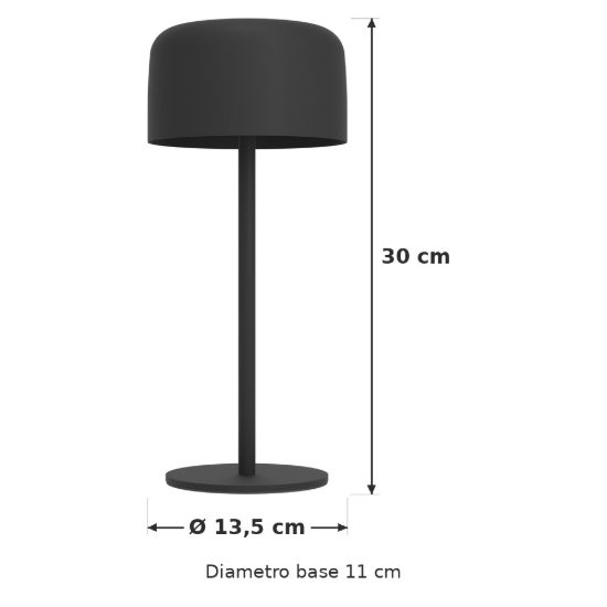 Eglo roccanova lampada da tavolo per esterno led 2,8w 3000k 30cm ip44 ricaricabile con pannello solare moderna nera