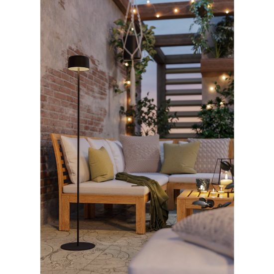 Eglo roccanova l lampada da terra per esterno led 2,8w 3000k 120cm ip44 ricaricabile con pannello solare moderna nera