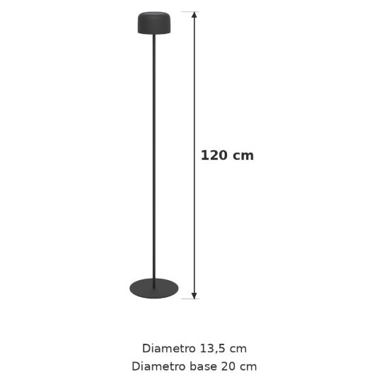 Eglo roccanova l lampada da terra per esterno led 2,8w 3000k 120cm ip44 ricaricabile con pannello solare moderna nera