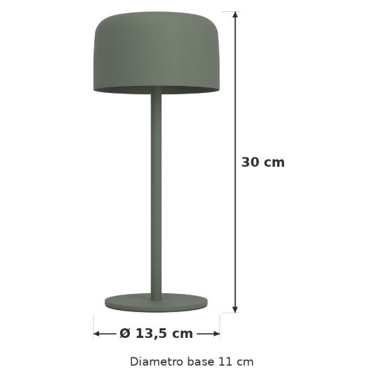 Eglo roccanova lampada da tavolo per esterno led 2,8w 3000k 30cm ip44 ricaricabile con pannello solare moderna verde salvia