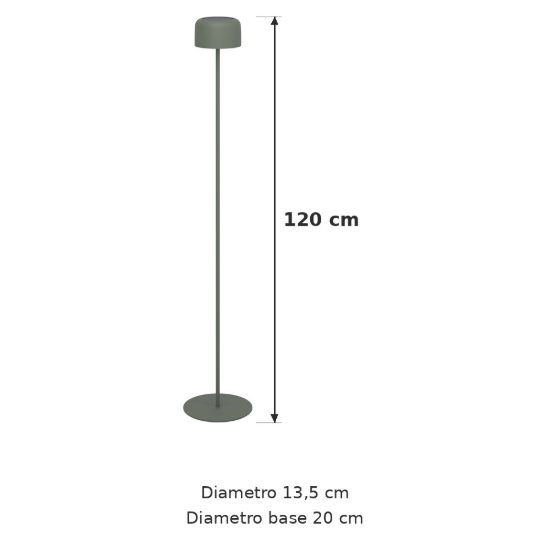 Eglo roccanova l lampada da terra per esterno led 2,8w 3000k 120cm ip44 ricaricabile con pannello solare moderna verde salvia