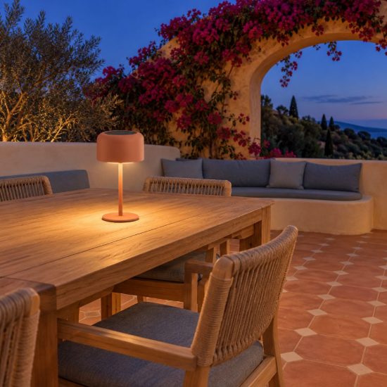 Eglo roccanova lampada da tavolo per esterno led 2,8w 3000k 30cm ip44 ricaricabile con pannello solare moderna terracotta