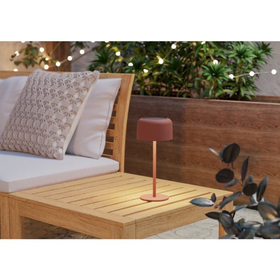 Eglo roccanova lampada da tavolo per esterno led 2,8w 3000k 30cm ip44 ricaricabile con pannello solare moderna terracotta