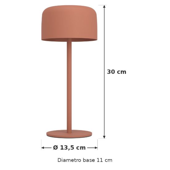 Eglo roccanova lampada da tavolo per esterno led 2,8w 3000k 30cm ip44 ricaricabile con pannello solare moderna terracotta