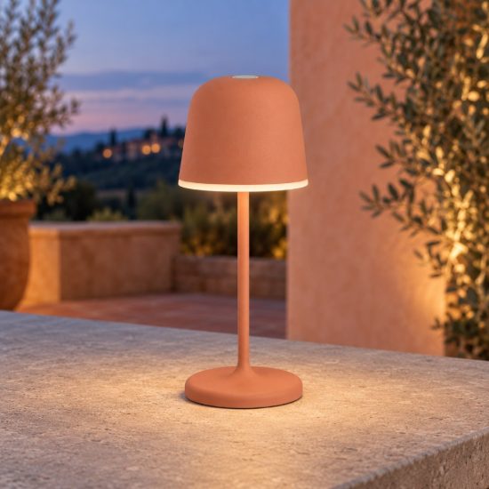 Eglo mannera s lampada da tavolo per esterno led 1,8w cct 2500k 4000k 20cm ip54 ricaricabile moderna terracotta