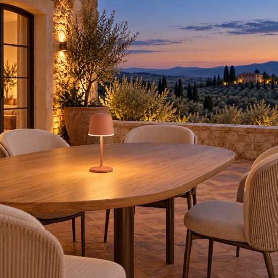 Eglo mannera s lampada da tavolo per esterno led 1,8w cct 2500k 4000k 20cm ip54 ricaricabile moderna terracotta