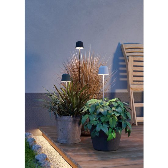 Eglo mannera s lampada da tavolo per esterno led 1,8w cct 2500k 4000k 20cm ip54 ricaricabile moderna verde salvia