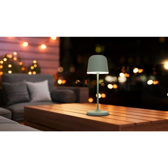 Eglo mannera s lampada da tavolo per esterno led 1,8w cct 2500k 4000k 20cm ip54 ricaricabile moderna verde salvia