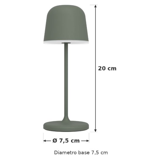 Eglo mannera s lampada da tavolo per esterno led 1,8w cct 2500k 4000k 20cm ip54 ricaricabile moderna verde salvia