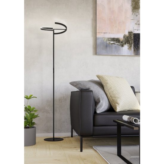 Eglo castelpoto piantana led 17,6w 3000k 180cm dimmerabile per soggiorno moderna nera