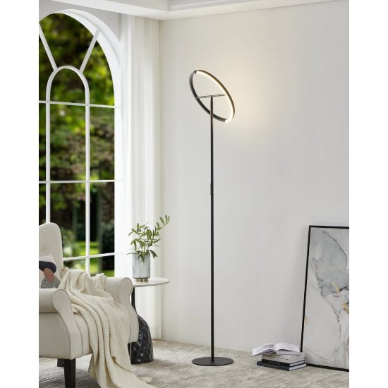 Eglo castelpoto piantana led 17,6w 3000k 180cm dimmerabile per soggiorno moderna nera