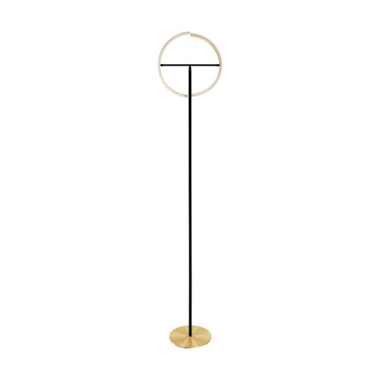 Eglo castelpoto piantana led 17,6w 3000k 180cm dimmerabile per soggiorno moderna ottone e nera
