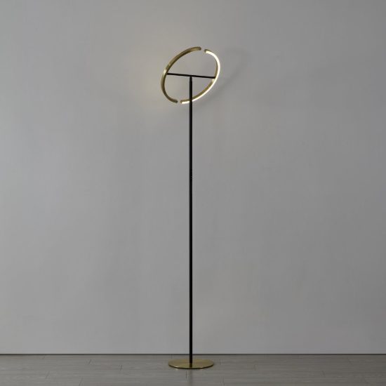 Eglo castelpoto piantana led 17,6w 3000k 180cm dimmerabile per soggiorno moderna ottone e nera