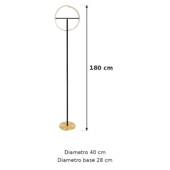 Eglo castelpoto piantana led 17,6w 3000k 180cm dimmerabile per soggiorno moderna ottone e nera