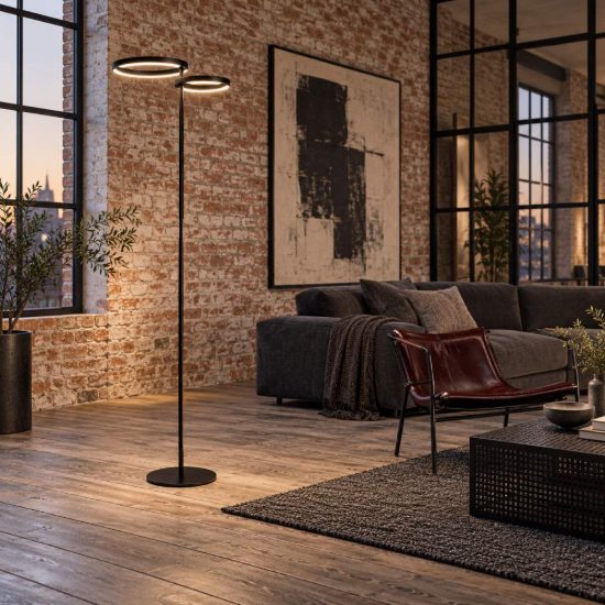 Eglo castelpoto 1 piantana led 28w cct 2700k 6500k 180cm per soggiorno moderna nera