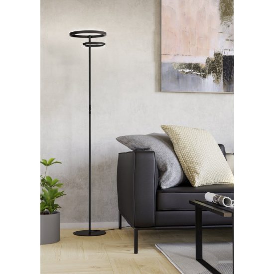 Eglo castelpoto 1 piantana led 28w cct 2700k 6500k 180cm per soggiorno moderna nera