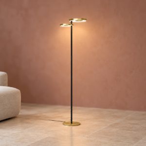 Eglo castelpoto 1 piantana led 28w cct 2700k 6500k 180cm per soggiorno moderna ottone e nera