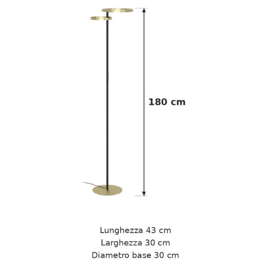 Eglo castelpoto 1 piantana led 28w cct 2700k 6500k 180cm per soggiorno moderna ottone e nera
