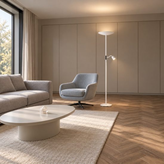 Eglo conivarino piantana led 30,5w 2700k 170cm dimmerabile per soggiorno moderna bianca