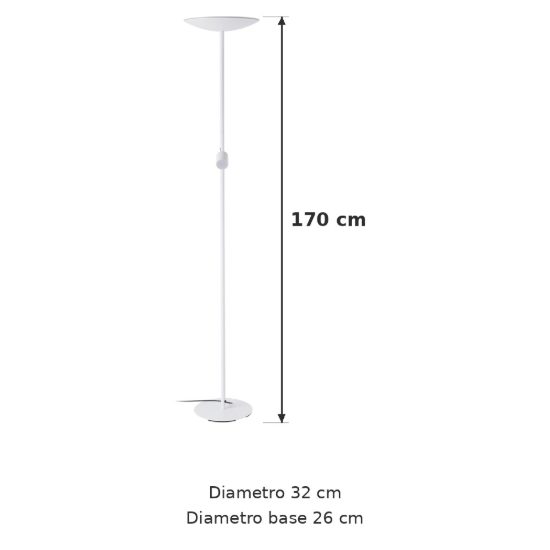 Eglo conivarino piantana led 30,5w 2700k 170cm dimmerabile per soggiorno moderna bianca