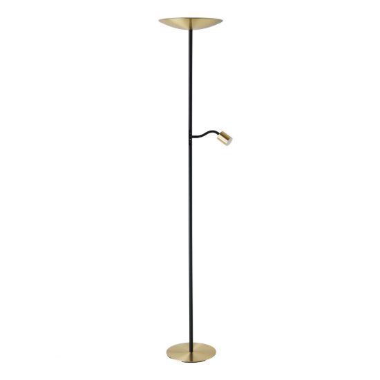 Eglo conivarino piantana led 30,5w 2700k 170cm dimmerabile per soggiorno moderna ottone e nera