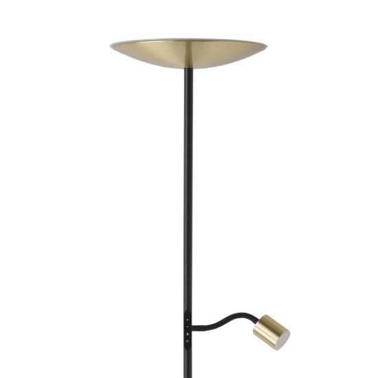 Eglo conivarino piantana led 30,5w 2700k 170cm dimmerabile per soggiorno moderna ottone e nera