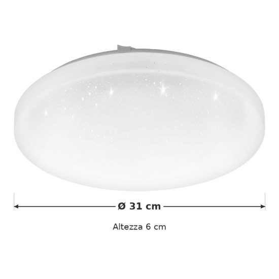 Eglo frania z plafoniera led 12w rgb 2700k 6500k 31cm smart bianca e cristallo