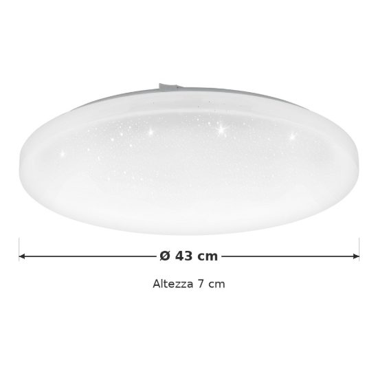 Eglo frania z plafoniera led 20w rgb 2700k 6500k 43cm smart per sala da pranzo bianca e cristallo