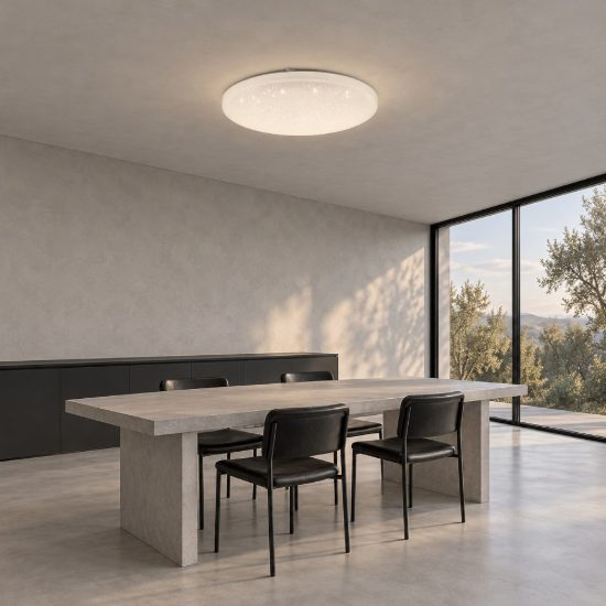 Eglo frania z plafoniera led 25w rgb 2700k 6500k 50cm smart per sala da pranzo bianca e cristallo