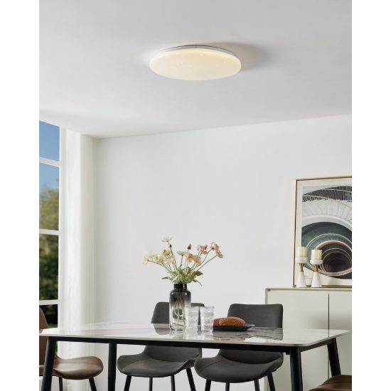 Eglo frania z plafoniera led 25w rgb 2700k 6500k 50cm smart per sala da pranzo bianca e cristallo