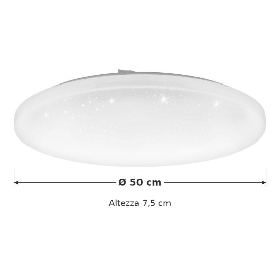 Eglo frania z plafoniera led 25w rgb 2700k 6500k 50cm smart per sala da pranzo bianca e cristallo