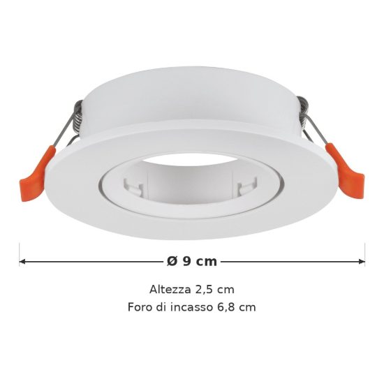 Eglo barranco gu10 faretto da incasso per cartongesso orientabile foro 6,8cm bianco