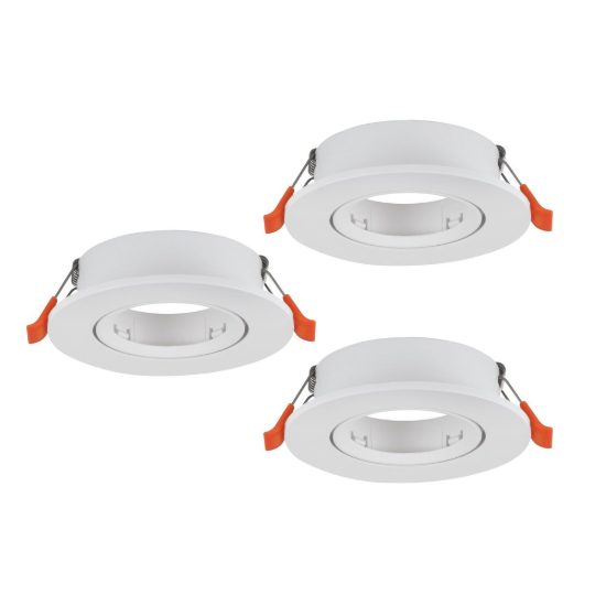 Eglo barranco gu10 set 3 faretti da incasso per cartongesso orientabili foro 6,8cm bianco