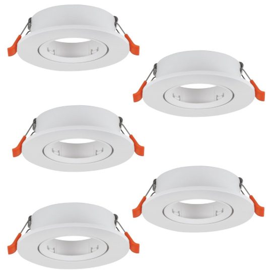 Eglo barranco gu10 set 5 faretti da incasso per cartongesso orientabili foro 6,8cm bianco