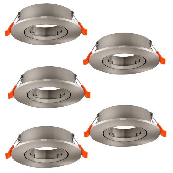 Eglo barranco gu10 set 5 faretti da incasso per cartongesso orientabili foro 6,8cm nichel opaco