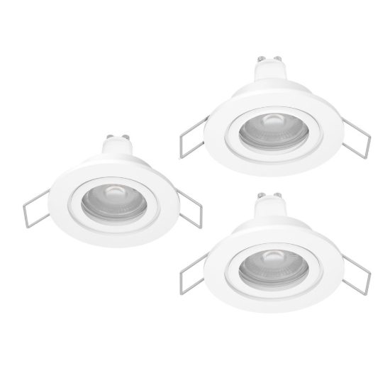 Eglo barranco gu10 set 3 faretti da incasso per cartongesso orientabili led 3x4,5w 3000k ip44 foro 6,8cm bianco